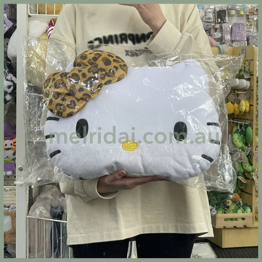Sanrio | Hello Kitty Face-Shaped Cushion H330×W430×D110Mm (Leopard Brown)