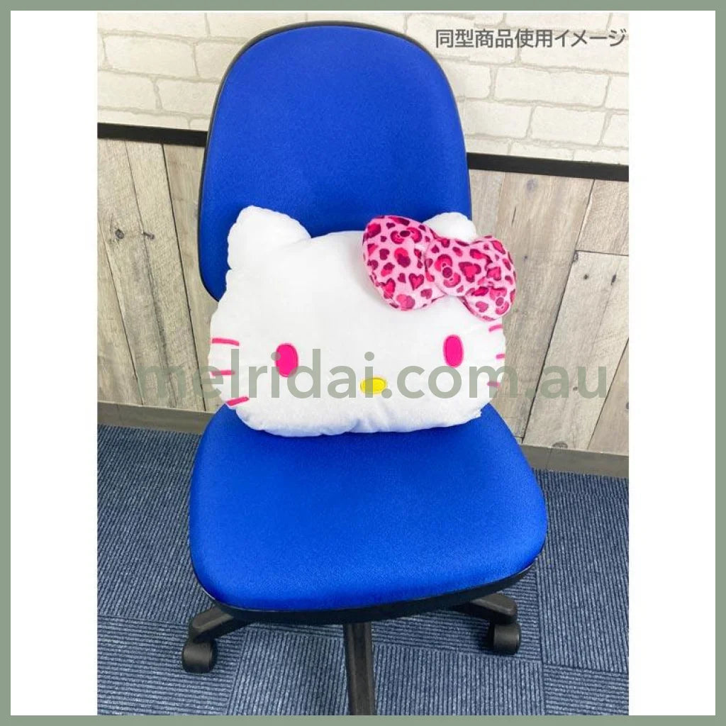 Sanrio | Hello Kitty Face-Shaped Cushion H330×W430×D110Mm (Leopard Brown)