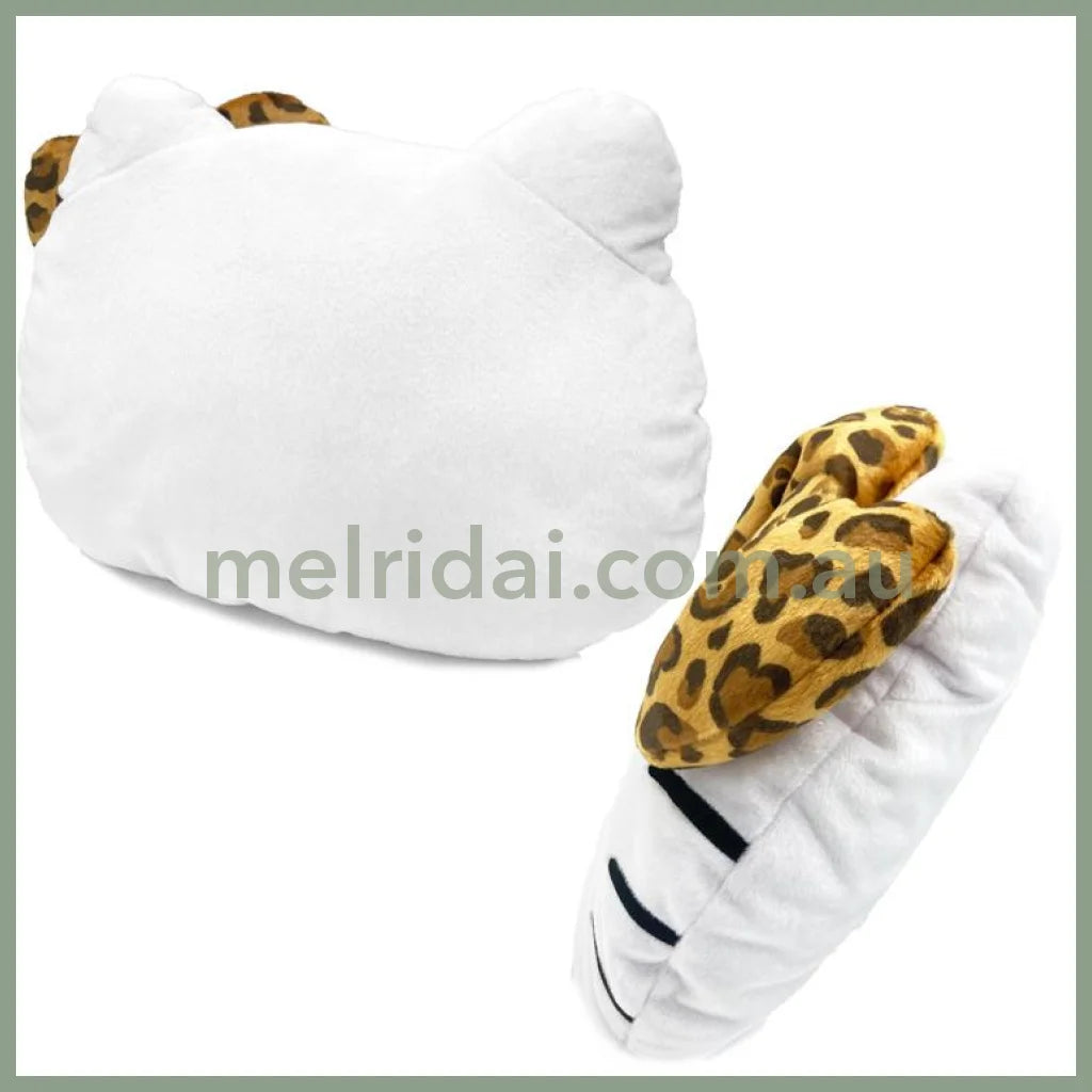 Sanrio | Hello Kitty Face-Shaped Cushion H330×W430×D110Mm (Leopard Brown)