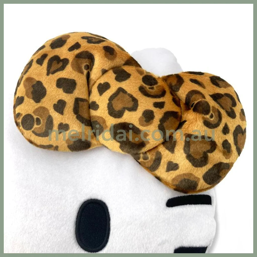 Sanrio | Hello Kitty Face-Shaped Cushion H330×W430×D110Mm (Leopard Brown)
