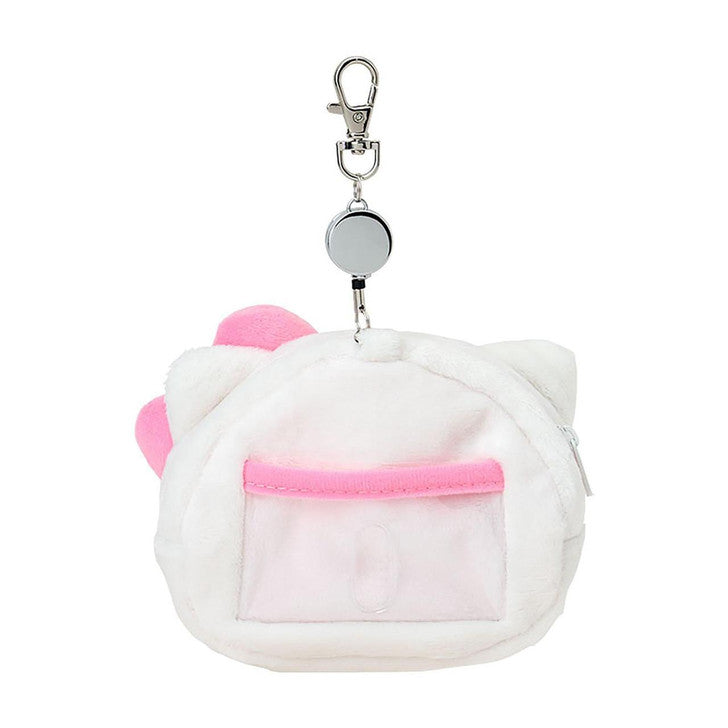 SANRIO | Hello Kitty Face-shaped Pass Case & Pouch Keychain With Reel 140×50×120mm