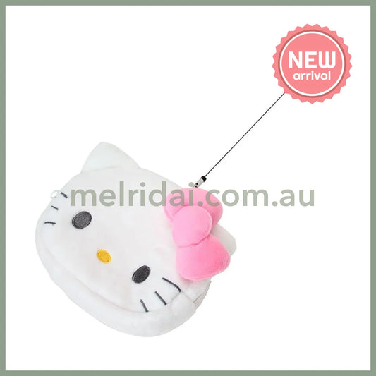 SANRIO | Hello Kitty Face-shaped Pass Case & Pouch Keychain With Reel 140×50×120mm