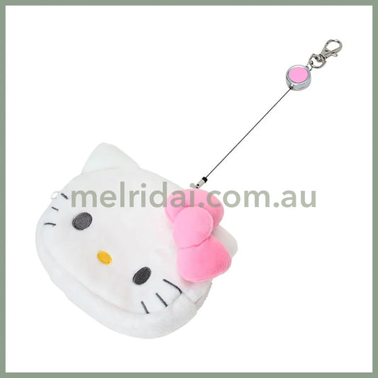 SANRIO | Hello Kitty Face-shaped Pass Case & Pouch Keychain With Reel 140×50×120mm