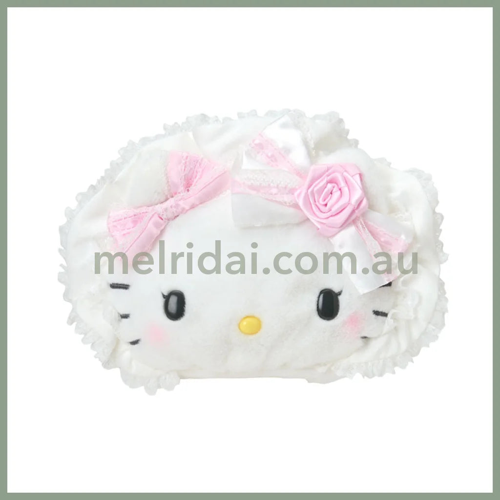 SANRIO | Hello Kitty Face-shaped Pouch 240×80×150mm (White Frill Design)