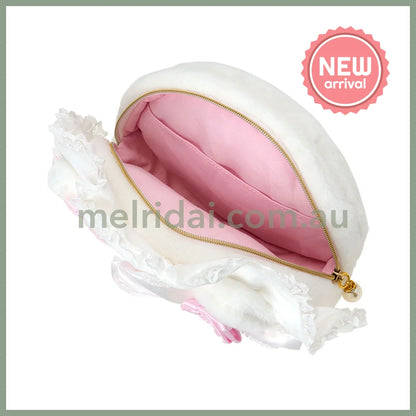 SANRIO | Hello Kitty Face-shaped Pouch 240×80×150mm (White Frill Design)
