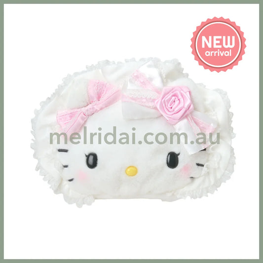 SANRIO | Hello Kitty Face-shaped Pouch 240×80×150mm (White Frill Design)