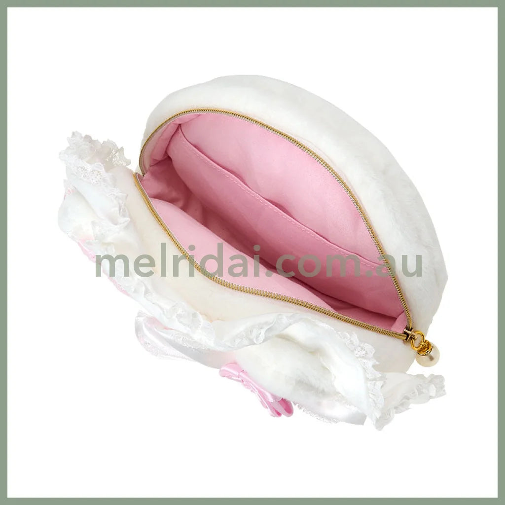 SANRIO | Hello Kitty Face-shaped Pouch 240×80×150mm (White Frill Design)