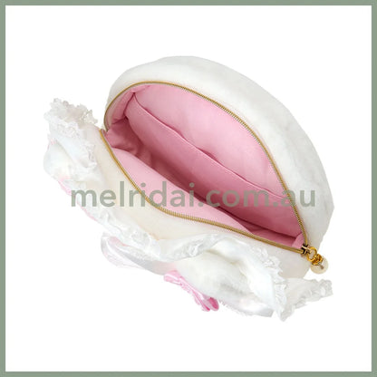 SANRIO | Hello Kitty Face-shaped Pouch 240×80×150mm (White Frill Design)