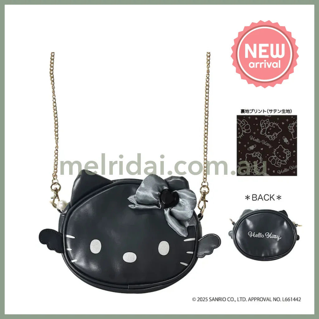 SANRIO | Hello Kitty Face-shaped Shoulder Bag 150×225×60mm (Black Angel)