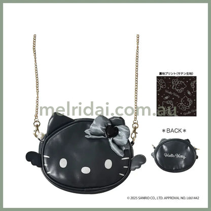 SANRIO | Hello Kitty Face-shaped Shoulder Bag 150×225×60mm (Black Angel)