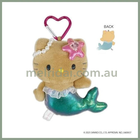 SANRIO | Hello Kitty Fantasy Dark Green Plush Mascot Keychain Bag Charm H130×W125×D55mm Vol.2 (Tan Mermaid)