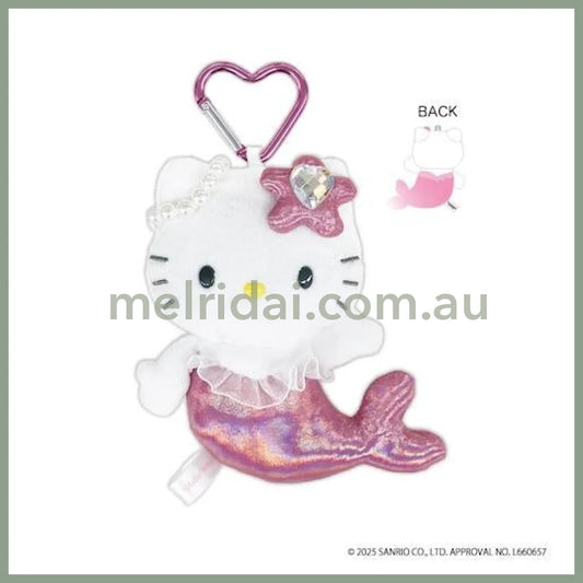SANRIO | Hello Kitty Fantasy Dark Pink Plush Mascot Keychain Bag Charm H130×W125×D55mm Vol.2 (Mermaid)