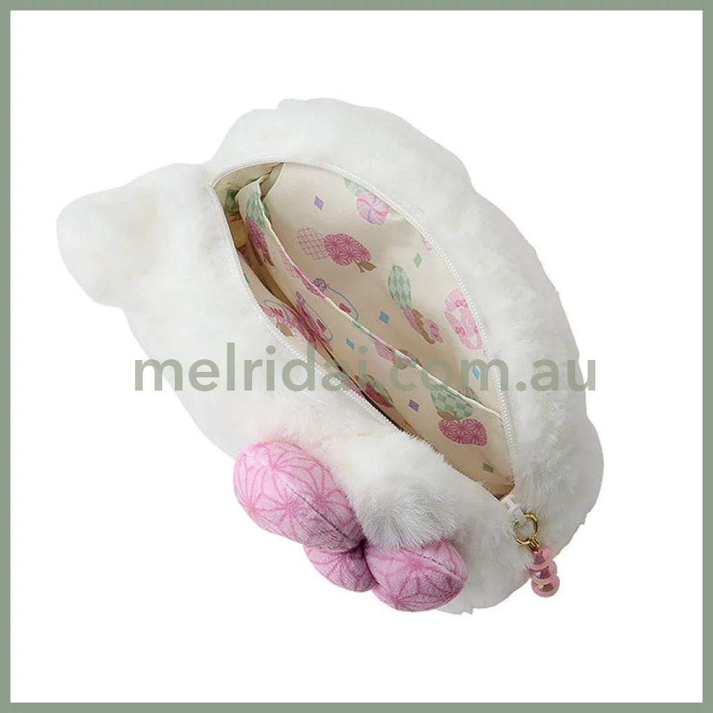 SANRIO | Hello Kitty Fluffy Face-Shaped Pouch 21.4 x 14.0 x 7.1cm (Nagomi Pastel)