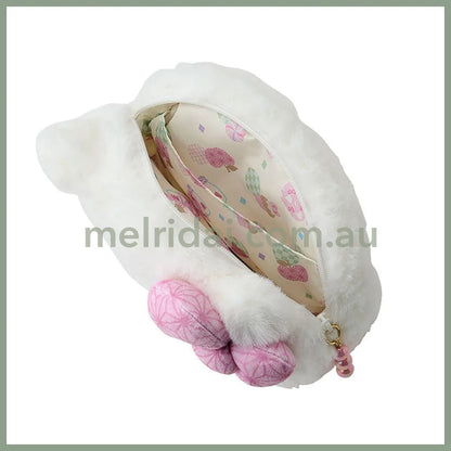 SANRIO | Hello Kitty Fluffy Face-Shaped Pouch 21.4 x 14.0 x 7.1cm (Nagomi Pastel)