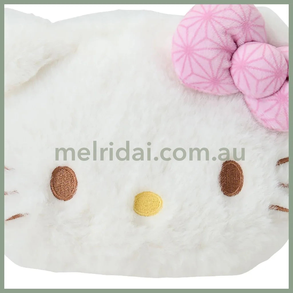 SANRIO | Hello Kitty Fluffy Face-Shaped Pouch 21.4 x 14.0 x 7.1cm (Nagomi Pastel)