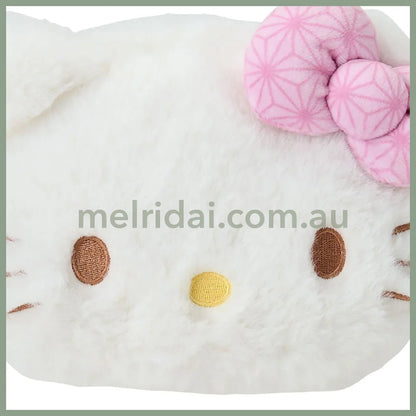 SANRIO | Hello Kitty Fluffy Face-Shaped Pouch 21.4 x 14.0 x 7.1cm (Nagomi Pastel)