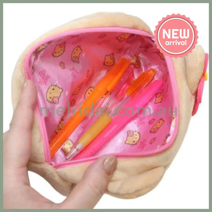 SANRIO | Hello Kitty Fluffy Plush Pen Case Pouch 200×130×40mm (Face Y2K Tanned)