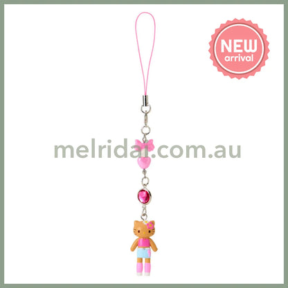 SANRIO | Hello Kitty Gal Style Y2K Hibiscus Tan Strap Phone Charm 26×12×40mm (Sanrio Closet Collection)