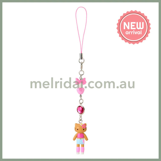 SANRIO | Hello Kitty Gal Style Y2K Hibiscus Tan Strap Phone Charm 26×12×40mm (Sanrio Closet Collection)