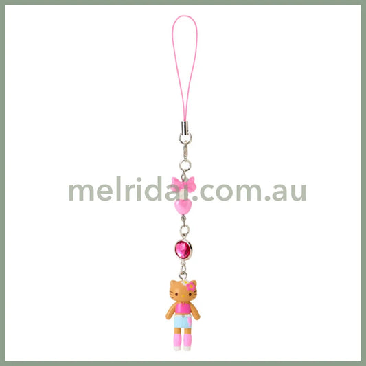 SANRIO | Hello Kitty Gal Style Y2K Hibiscus Tan Strap Phone Charm 26×12×40mm (Sanrio Closet Collection)