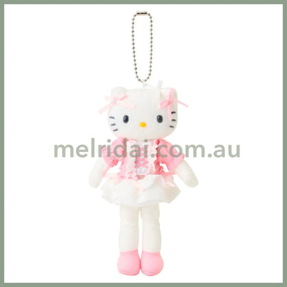 SANRIO | Hello Kitty Girly Style Lace-up Blouse Ribbon Frill Mascot Holder Bag Charm Plush Keychain 80×35×150mm (Sanrio