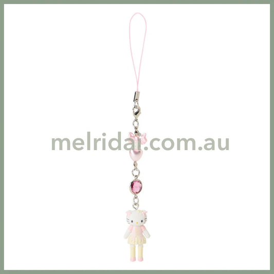 SANRIO | Hello Kitty Girly Style Lace-up Blouse Ribbon Frill Strap Phone Charm 26×12×40mm (Sanrio Closet Collection)