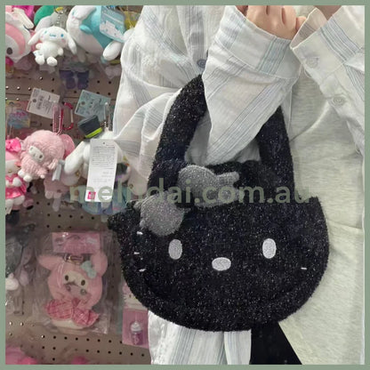 SANRIO | Hello Kitty Glitter Die-cut Mascot Hand Bag 270x280x60mm (Black Angel)
