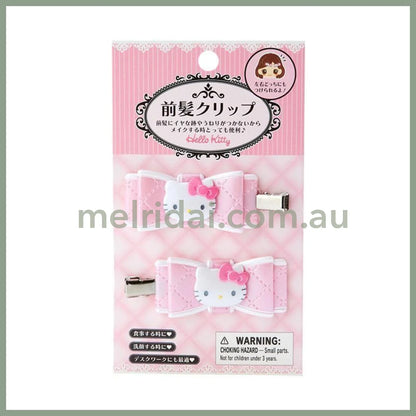 SANRIO | Hello Kitty Hair Clip 2pcs Set 5 x 2 x 1cm (Quilt Ribbon)