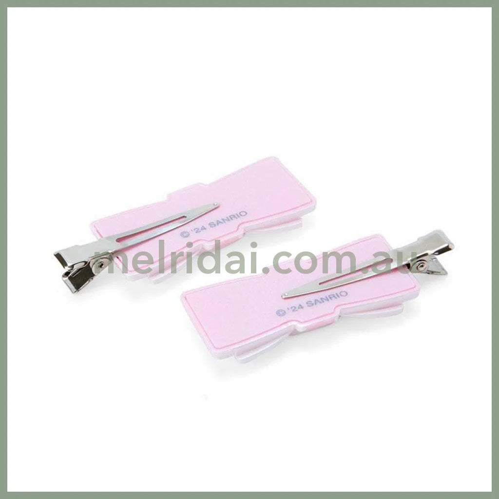 SANRIO | Hello Kitty Hair Clip 2pcs Set 5 x 2 x 1cm (Quilt Ribbon)