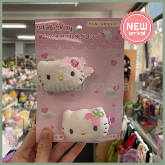 SANRIO | Hello Kitty Hair Clip Plush Multi Clip H48xW80xD20mm (Angel & Cherry)