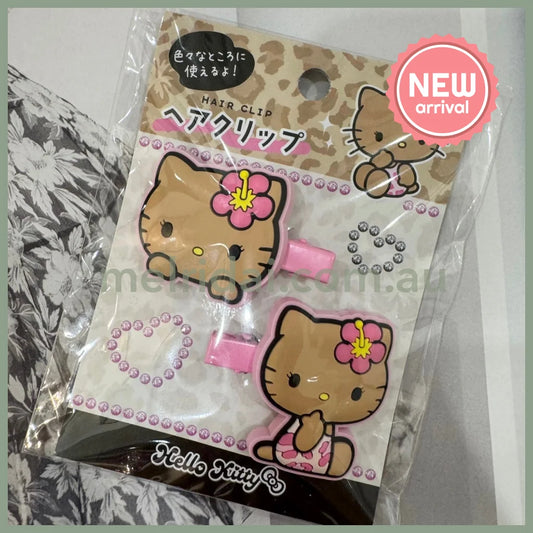 SANRIO | Hello Kitty Hair Clip Ribbon Multi Clip Bangs Clip 40×50mm (Tan Kitty - Pink)