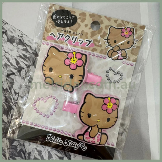 SANRIO | Hello Kitty Hair Clip Ribbon Multi Clip Bangs Clip 40×50mm (Tan Kitty - Pink)