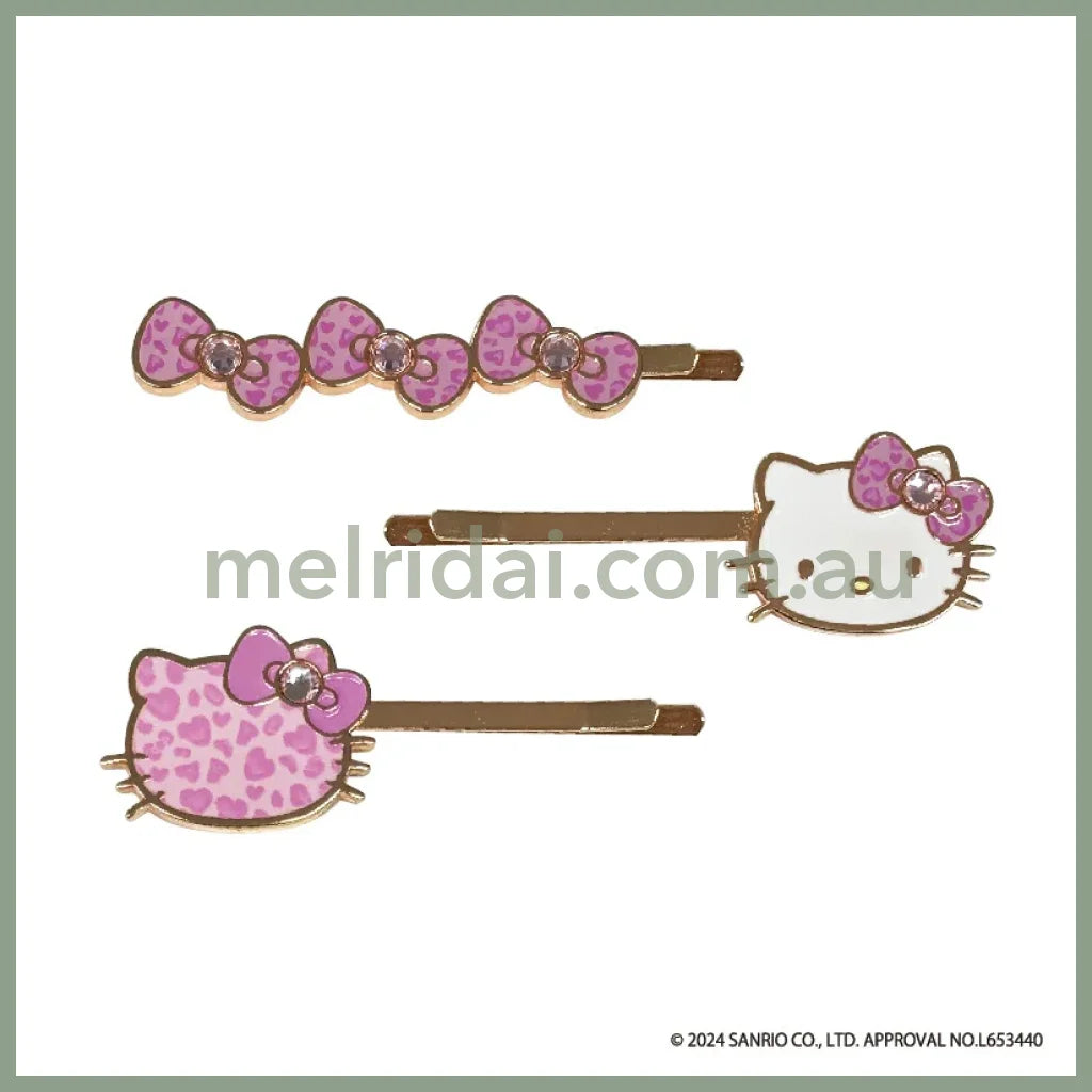Sanrio | Hello Kitty Hair Pin Set (Leopard Pink)