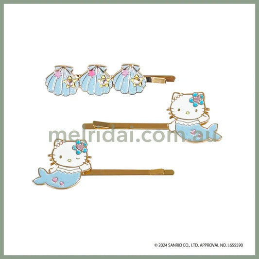 SANRIO | Hello Kitty Hairpin Set Mermaid 3-Piece Shell (Blue)