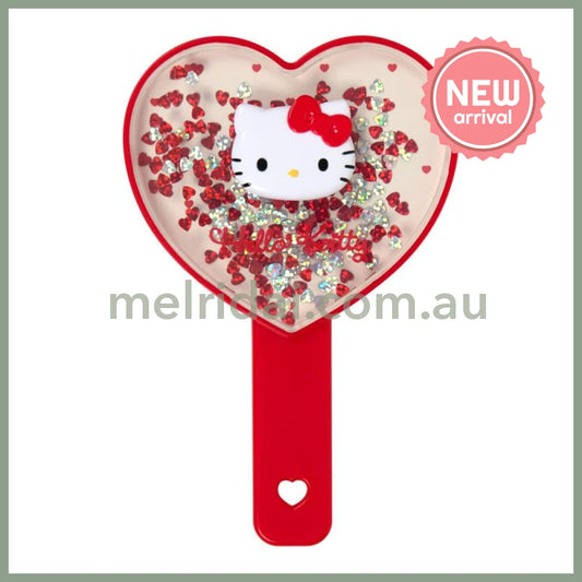 SANRIO | Hello Kitty Hand Mirror 100×15×155mm (Sparkling Sequins Heart Shaped)
