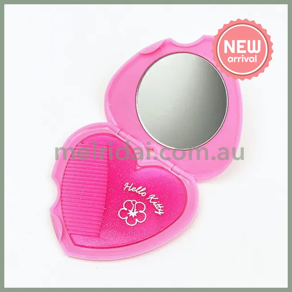 SANRIO | Hello Kitty Heart Shaped Mirror Comb 18x107x154mm (Y2K)