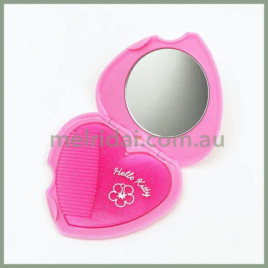 SANRIO | Hello Kitty Heart Shaped Mirror Comb 18x107x154mm (Y2K)