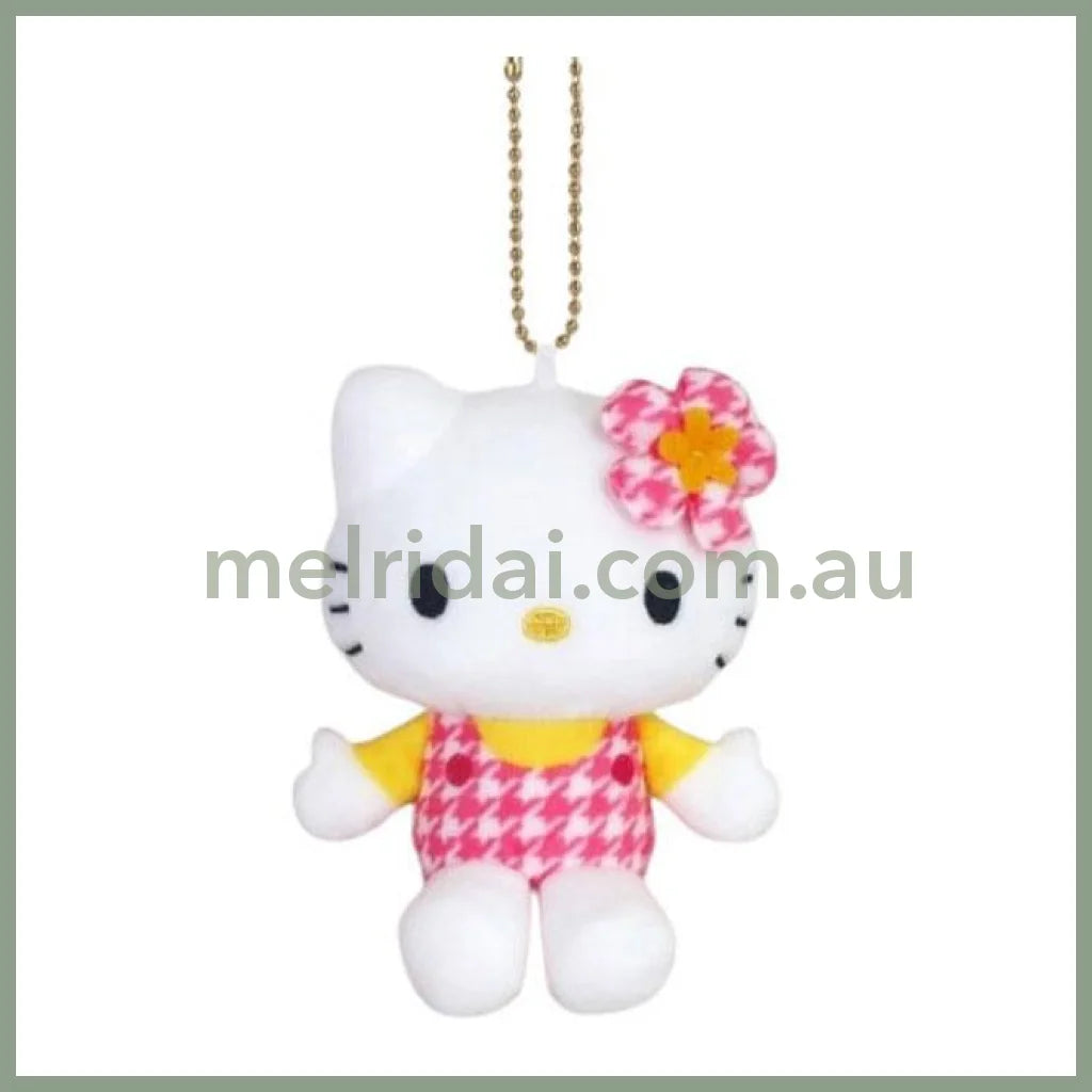 SANRIO | Hello Kitty Houndstooth PK Mascot Holder Plush Keychain 10cm Approx. (50th Anniversary)