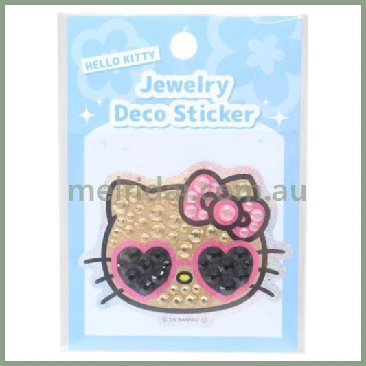 SANRIO | Hello Kitty Jewelry Deco Sticker 65×73×5mm (Gogo Gal Collection Glitter Face - Tan Sunglasses)