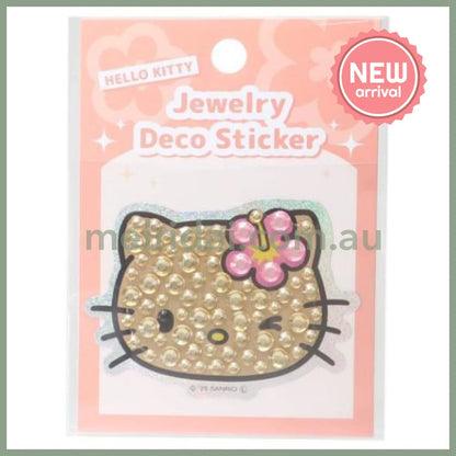 SANRIO | Hello Kitty Jewelry Deco Sticker 65×73×5mm (Gogo Gal Collection Glitter Face - Tan Wink)
