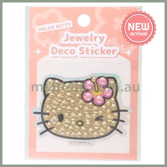 SANRIO | Hello Kitty Jewelry Deco Sticker 65×73×5mm (Gogo Gal Collection Glitter Face - Tan Wink)