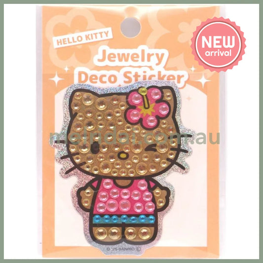 SANRIO | Hello Kitty Jewelry Deco Sticker 65×73×5mm (Gogo Gal Collection Glitter - Tan)