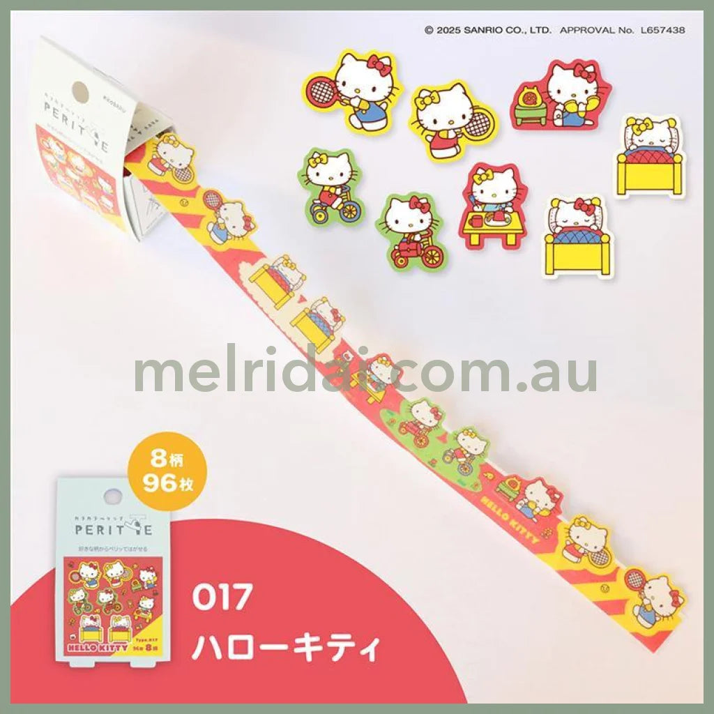 SANRIO | Hello Kitty Karakara Peritte Roll Sticker 28×47×78mm (8 styles x 12 each = 96 pieces)
