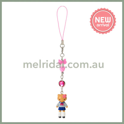 SANRIO | Hello Kitty Kogal Gogo Gal Style Uniform Tan Strap Phone Charm 26×12×40mm (Sanrio Closet Collection)