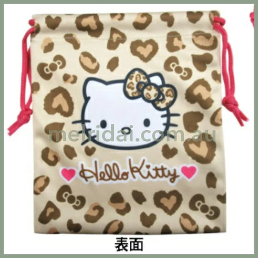 SANRIO | Hello Kitty Leopard Brown Drawstring Bag 200×165×5mm (Gogo Gal Collection)