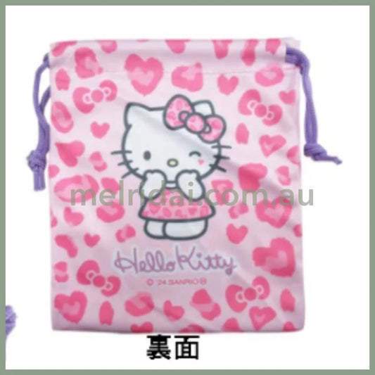SANRIO | Hello Kitty Leopard Pink Drawstring Bag 200×165×5mm (Gogo Gal Collection)