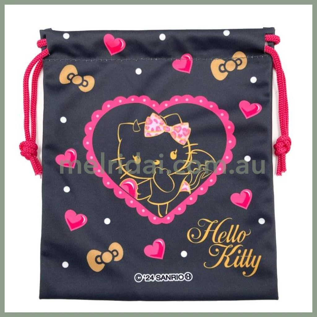 SANRIO | Hello Kitty Little Devil Black Pink Drawstring Bag 200×165×5mm (Gogo Gal Collection)