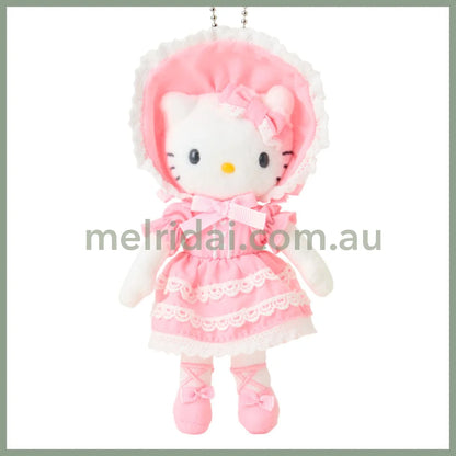SANRIO | Hello Kitty Lolita Style Pink Lace Mascot Holder Bag Charm Plush Keychain 80×35×150mm (Sanrio Closet