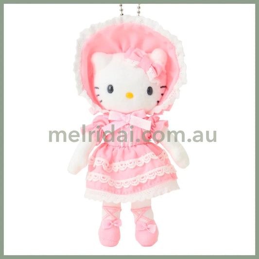 SANRIO | Hello Kitty Lolita Style Pink Lace Mascot Holder Bag Charm Plush Keychain 80×35×150mm (Sanrio Closet