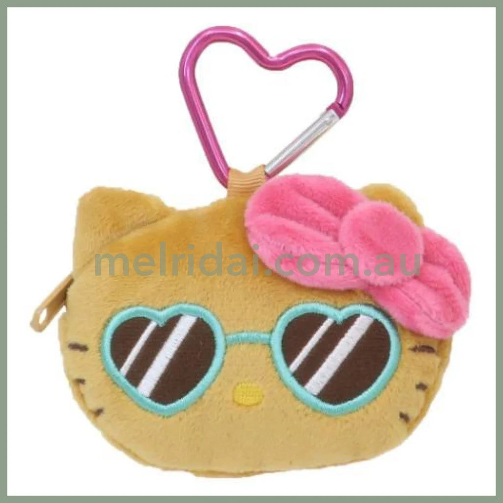SANRIO | Hello Kitty Mascot Coin Case Keychain 95×75×30mm (Tan Swimsuit Party Sunglasses)
